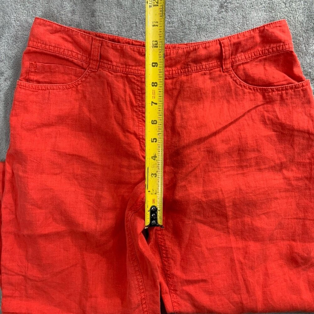 Eileen Fisher Pants Womens Small Linen Blend Orange Casual High Rise Trousers - Picture 7 of 11
